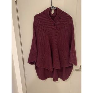 Maroon Knit Poncho
